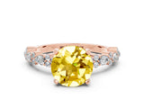 Rose gold Round Cut Yellow Sapphire Solitaire with Side Stones, Pave Band, Four-Prong Setting_72