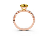 Rose gold Round Cut Yellow Sapphire Solitaire with Side Stones on a Pavé Band and Four-Prong Setting_27