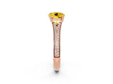 Rose gold Round Cut Yellow Sapphire Split Shank Engagement Ring with Pavé Band_27