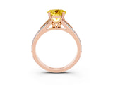 Rose gold Round Cut Yellow Sapphire Split Shank Engagement Ring with Pavé Band_28