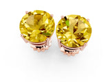 Rose gold Round Cut Yellow Sapphire Stud Earrings_25