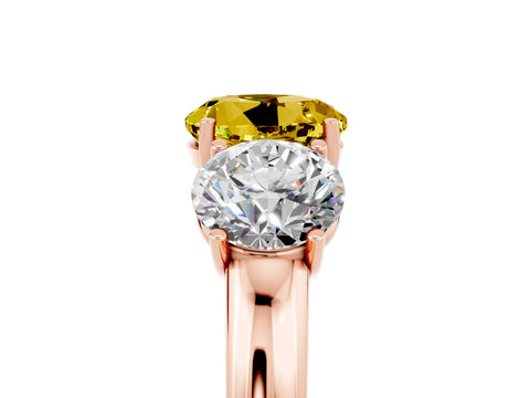 Rose gold Round Cut Yellow Sapphire Three-Stone Ring with Four-Prong Setting and Classic Band_5