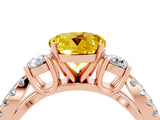 Rose gold Round Cut Yellow Sapphire Three-Stone Ring with Pavé Split Shank and Four-Prong Setting_28