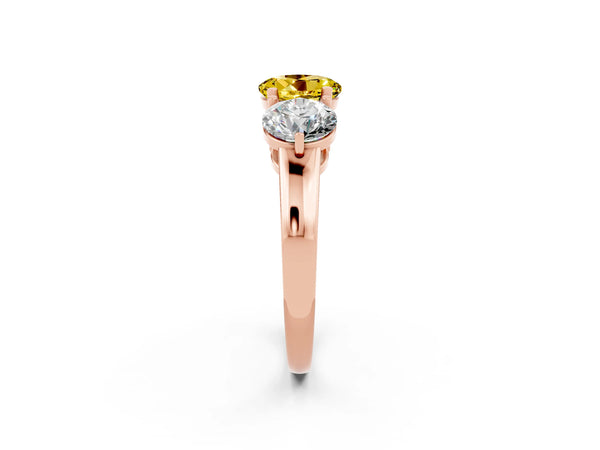 Rose gold Round Cut Yellow Sapphire Three-Stone Ring with Prong Setting and Classic Band