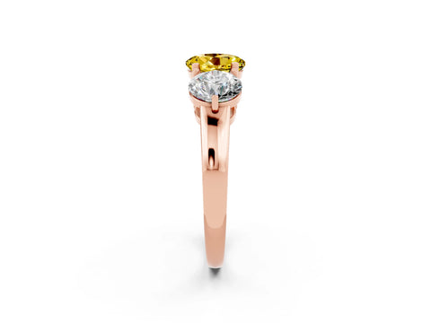 Rose gold Round Cut Yellow Sapphire Three-Stone Ring with Prong Setting and Classic Band_2