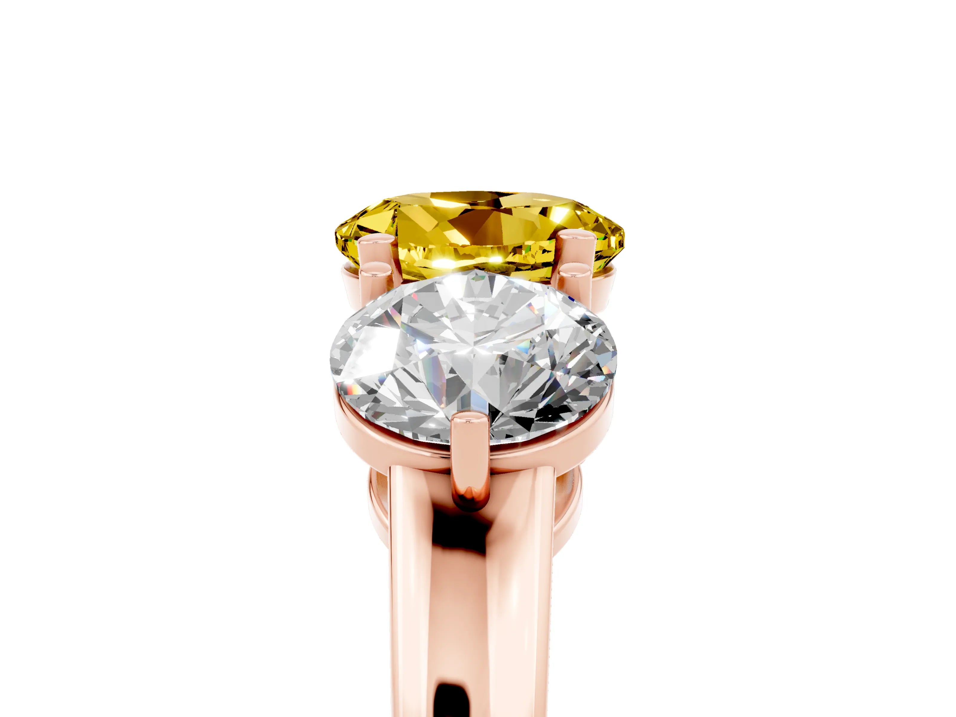Rose gold Round Cut Yellow Sapphire Three-Stone Ring with Prong Setting and Classic Band_5