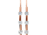 Rose gold Round Diamond Bar Drop Earrings with Bezel Setting_14