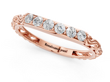 Rose gold Round Diamond Bar Set Eternity Band with Filigree Design_5