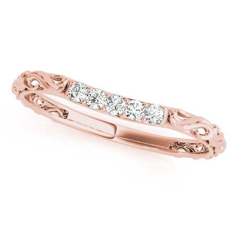 Rose gold Round Diamond Bar Set Eternity Band with Filigree Design