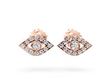 Rose gold Round Diamond Bezel Center Evil Eye Stud Earrings_4