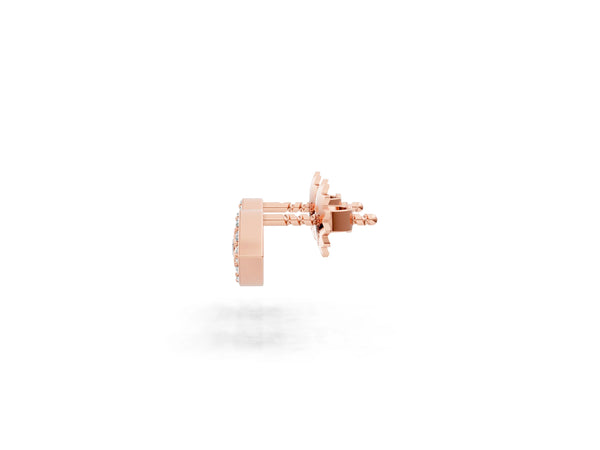 Rose gold Round Diamond Bezel Center Evil Eye Stud Earrings