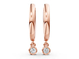 Rose gold Round Diamond Bezel Drop Huggie Hoop Earrings_8