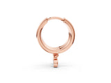 Rose gold Round Diamond Bezel Drop Huggie Hoop Earrings_9