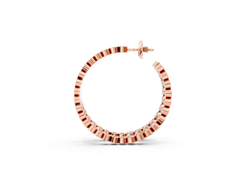 Rose gold Round Diamond Bezel-Set Inside-Out Large Hoop Earrings_1