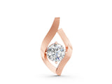 Rose gold Round Diamond Bezel-Set Leaf Pendant_11