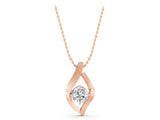 Rose gold Round Diamond Bezel-Set Leaf Pendant_12
