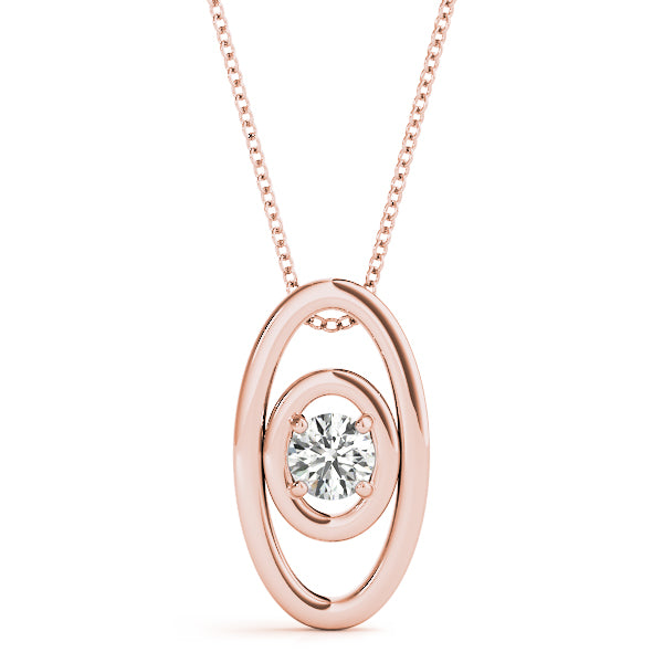 Rose gold Round Diamond Bezel Set Pendant with Double Halo