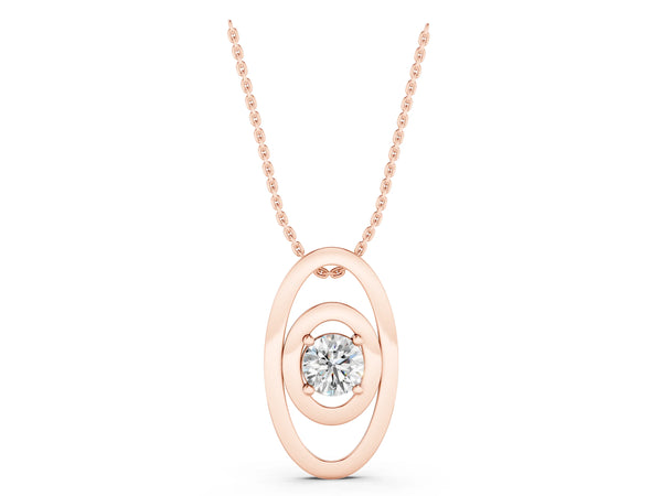 Rose gold Round Diamond Bezel Set Pendant with Double Halo