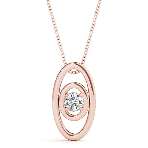 Rose gold Round Diamond Bezel Set Pendant with Double Halo