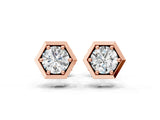 Rose gold Round Diamond Bezel-Set Stud Earrings_6
