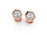 Rose gold Round Diamond Bezel-Set Stud Earrings_7