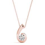 Rose gold Round Diamond Bezel Set Swirl Pendant
