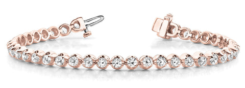Rose gold Round Diamond Bezel-Set Tennis Bracelet