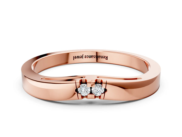 Rose gold Round Diamond Bypass Solitaire Band with Bezel Setting