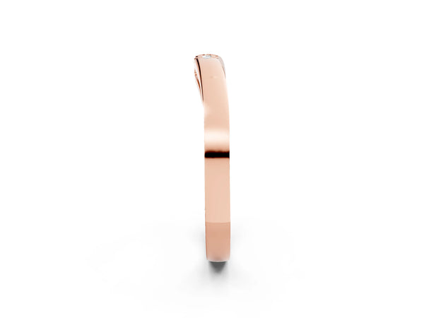 Rose gold Round Diamond Bypass Solitaire Band with Bezel Setting