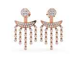 Rose gold Round Diamond Chandelier Drop Earrings with Round Diamond Accents