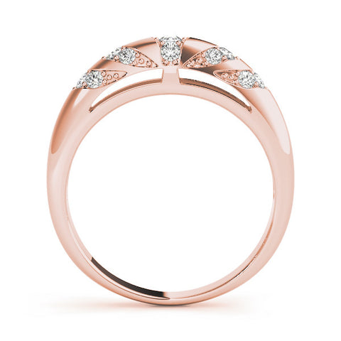 Rose gold Round Diamond Channel Set Curved Band with Bezel Setting 1