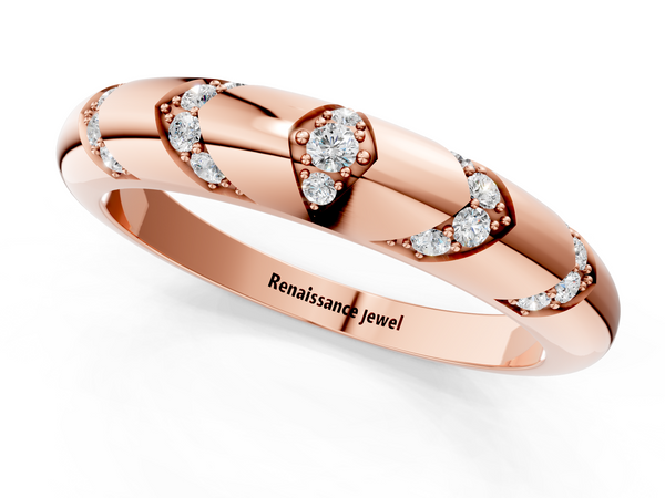 Rose gold Round Diamond Channel Set Curved Band with Bezel Setting