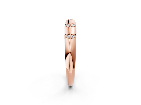 Rose gold Round Diamond Channel Set Curved Band with Bezel Setting