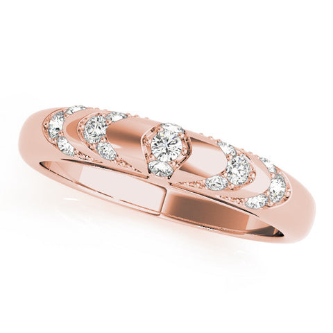 Rose gold Round Diamond Channel Set Curved Band with Bezel Setting