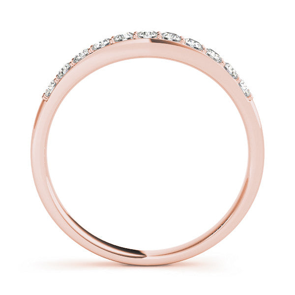 Rose gold Round Diamond Channel Set Curved Wedding Band 1