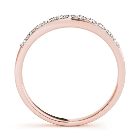 Rose gold Round Diamond Channel Set Curved Wedding Band 1
