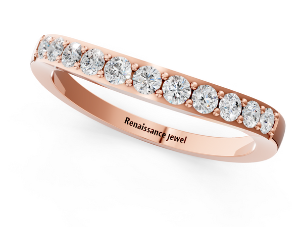 Rose gold Round Diamond Curved Wedding Band with Channel Setting