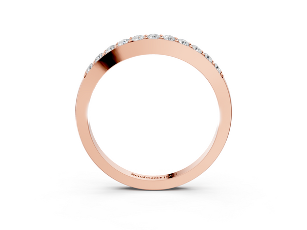 Rose gold Round Diamond Curved Wedding Band with Channel Setting