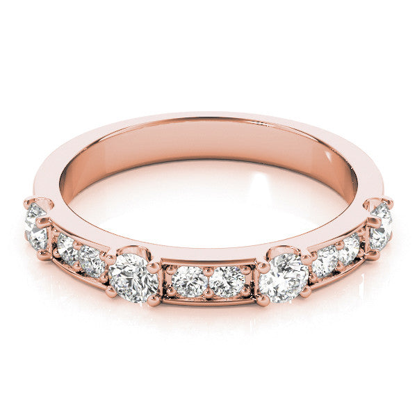 Rose gold Round Diamond Channel Set Eternity Band with Prong Setting 1