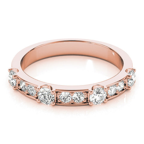 Rose gold Round Diamond Channel Set Eternity Band with Prong Setting 1