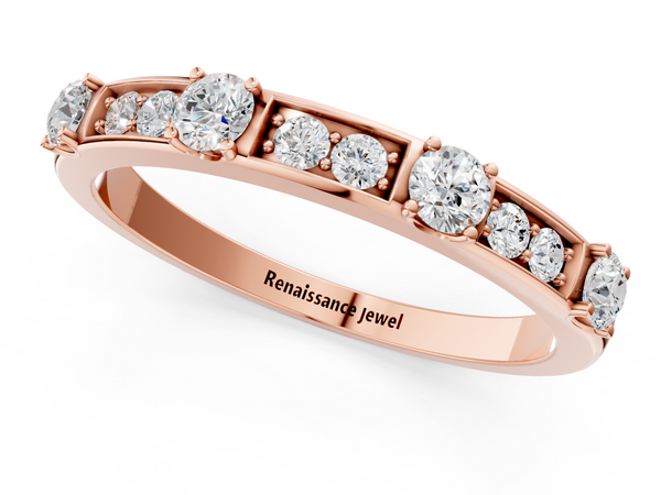 Rose gold Round Diamond Channel Set Eternity Band with Prong Setting