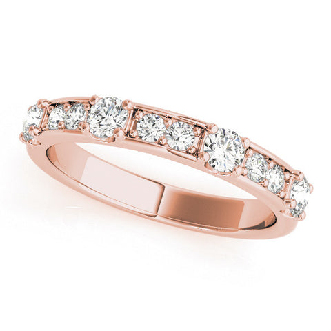 Rose gold Round Diamond Channel Set Eternity Band with Prong Setting