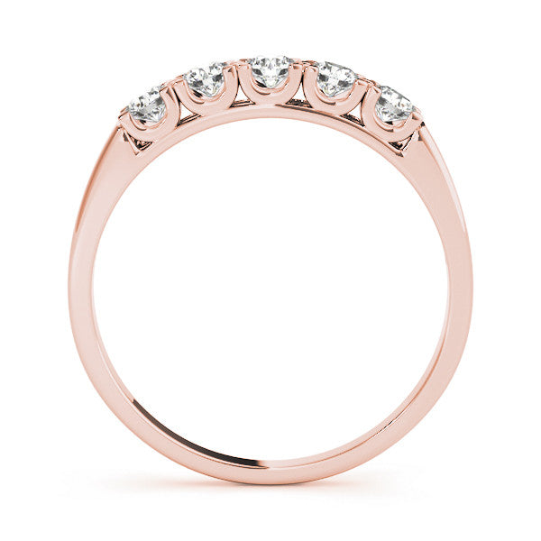 Rose gold Round Diamond Channel Set Half Eternity Band with Shared Prong Setting 1