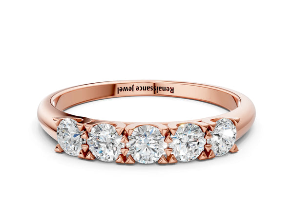 Rose gold Round Diamond Channel Set Half Eternity Band with Shared Prong Setting