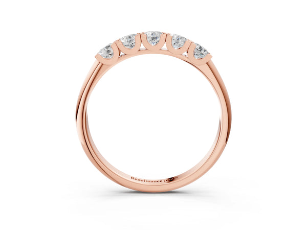Rose gold Round Diamond Channel Set Half Eternity Band with Shared Prong Setting