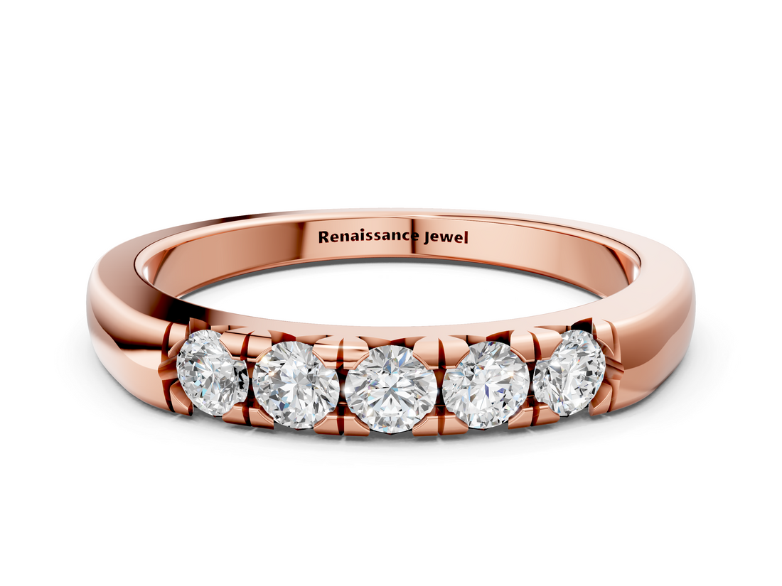 Rose gold Round Diamond Channel Set Half Eternity Band_4