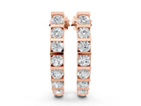 Rose gold Round Diamond Channel-Set Hoop Earrings with Bar Prong Setting_23