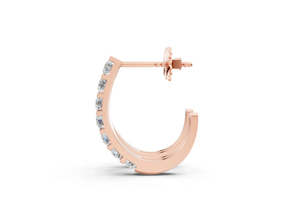 Rose gold Round Diamond Channel-Set Hoop Earrings with Bar Prong Setting