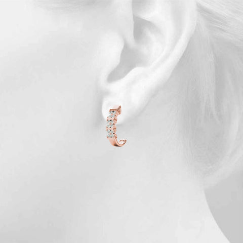 Rose gold Round Diamond Channel-Set Hoop Earrings with Four-Prong Setting 4