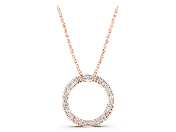 Rose gold Round Diamond Channel Set Pendant